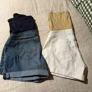 Maternity Denim and White Shorts Set